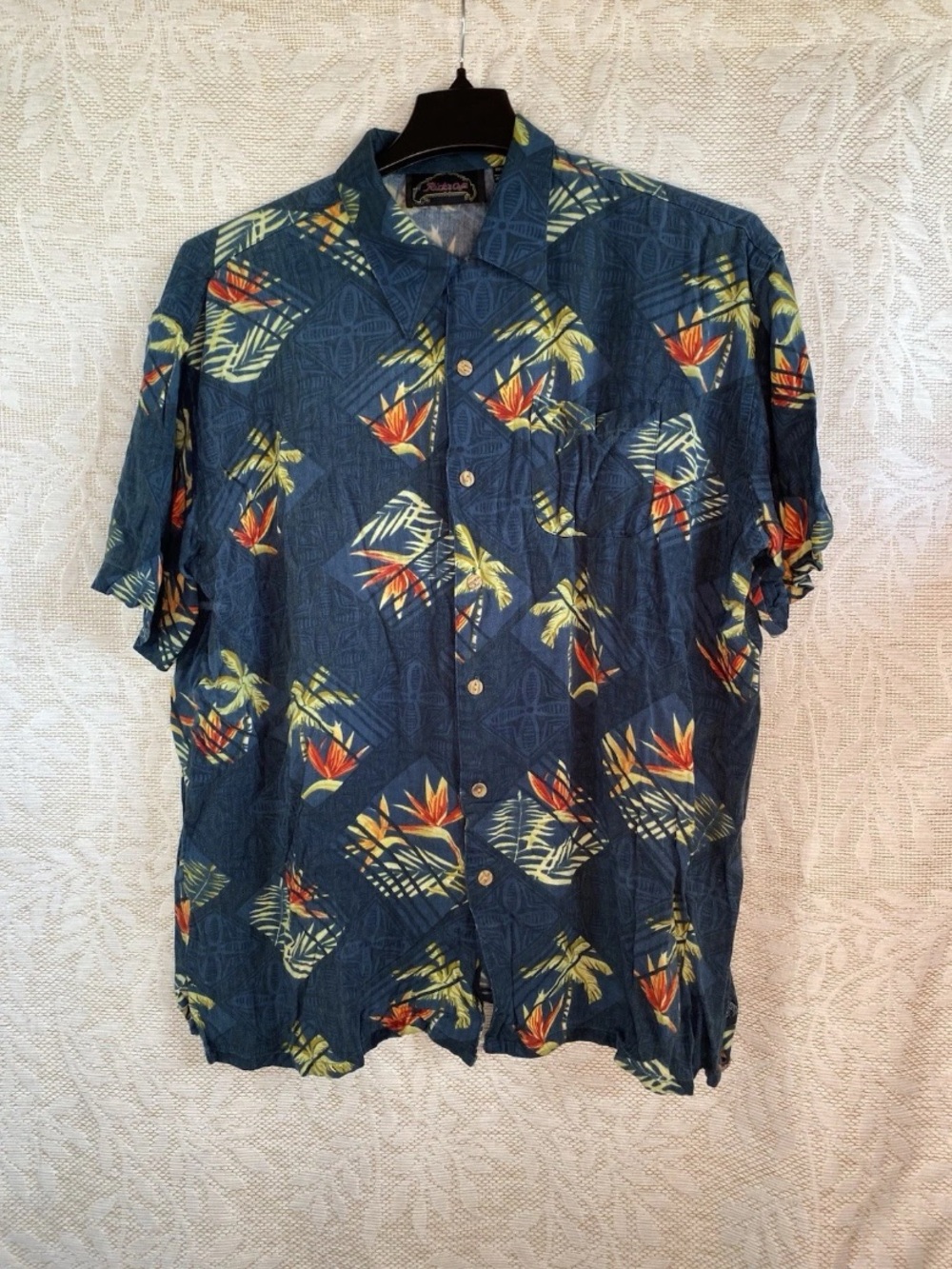 Men's Casual Short-Sleeve Hawaiian Button-Down Shirt - Blue Tropical